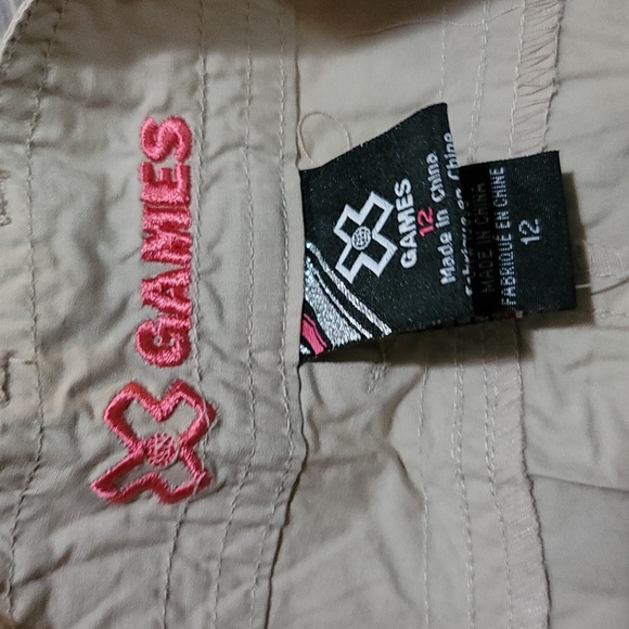 Beige size 12 cargo shorts designed by X-Games NWT NEW tie up legs unisex - Picture 4 of 6